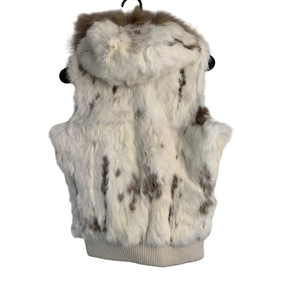 NWT Only Brand Womens White Genuine Rabbit Fur Hooded Vest 8936 Size XS/S - Picture 7 of 11
